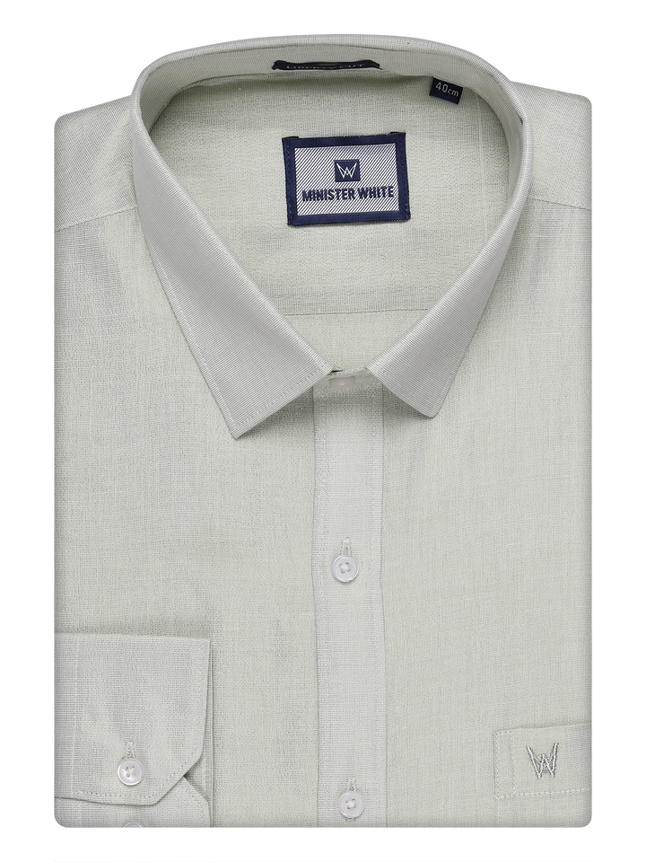 Mens Tissue Sky Green Color Shirt by Minister White