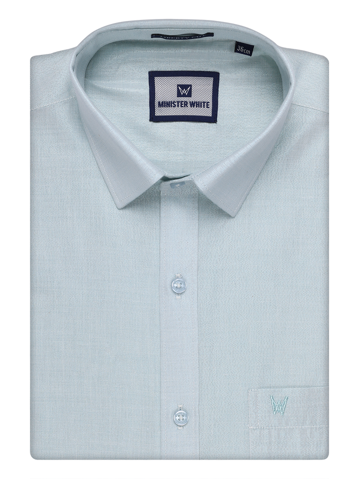 Mens Tissue Mint Blue Color Shirt by Minister White