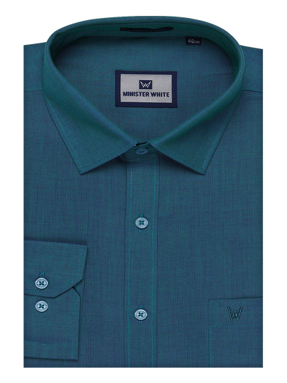 Mens Cotton Green Color Shirt by Minister White
