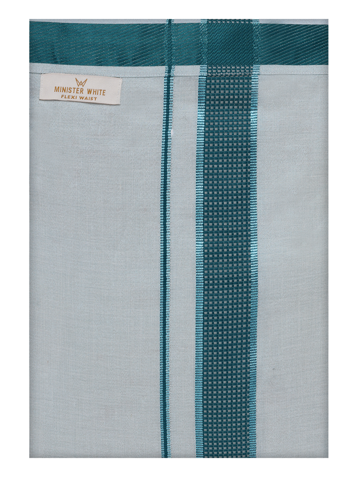 Men's Cotton Green Matching Border Flexi Dhoti Wedding Kandala