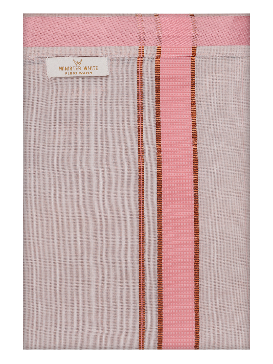 Men's Pink Tissue Matching Border Flexi Dhoti Wedding Kandala