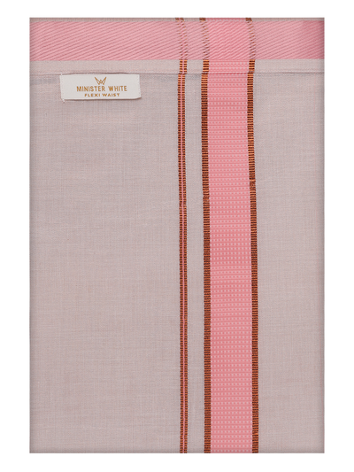 Men's Pink Tissue Matching Border Flexi Dhoti Wedding Kandala