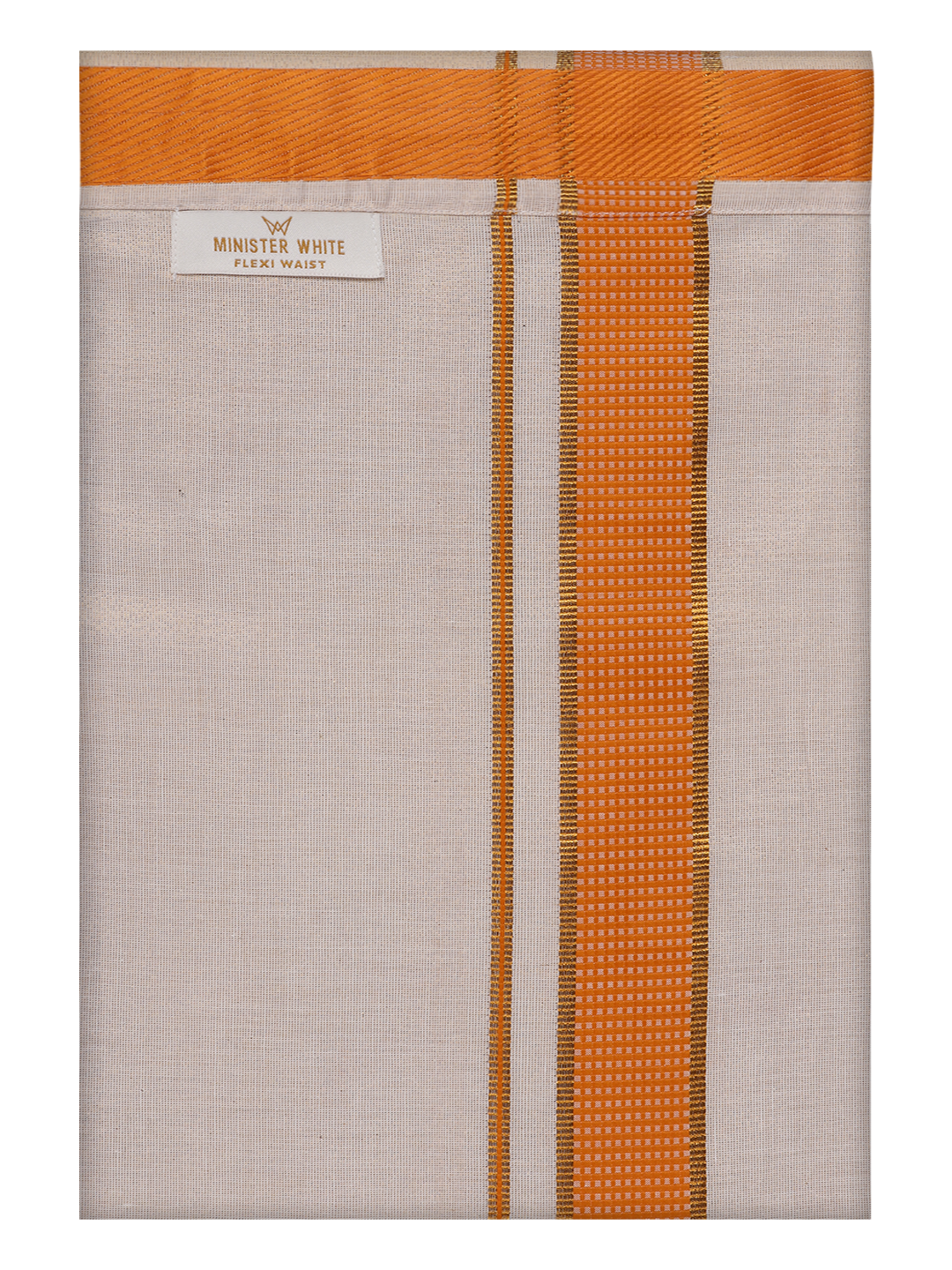 Men's Orange Tissue Matching Border Flexi Dhoti Wedding Kandala