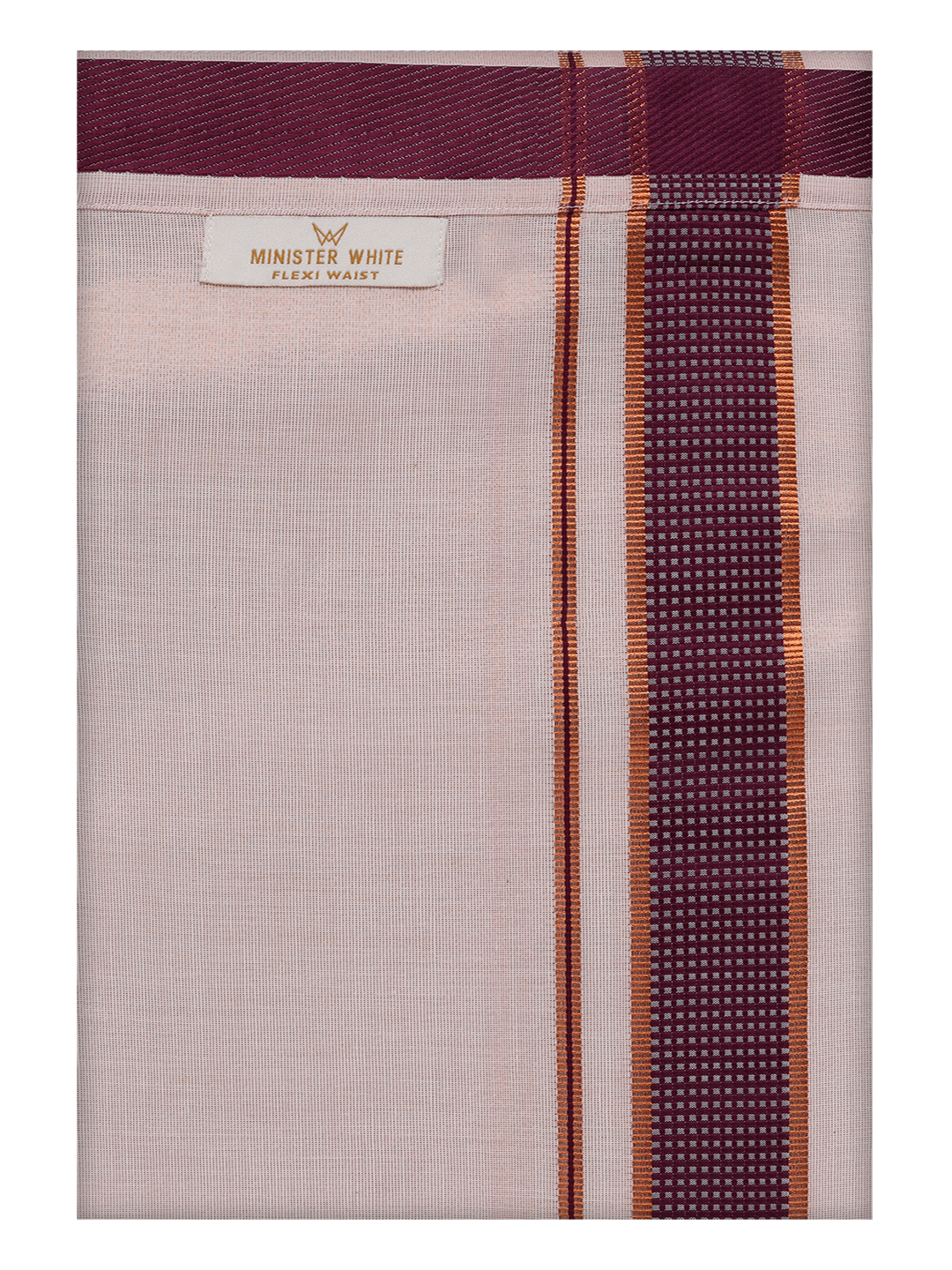 Men's Maroon Tissue Matching Border Flexi Dhoti Wedding Kandala