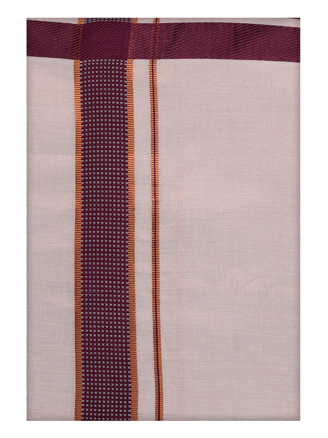 Mens Cotton White Shirt with Maroon Color Border Dhoti by Minister White