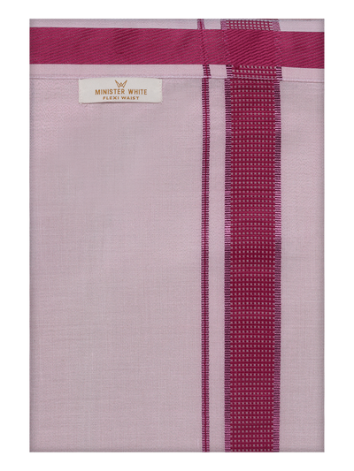 Men's Magenta Tissue Matching Border Flexi Dhoti Wedding Kandala