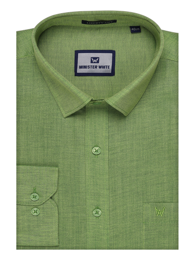 Mens Cotton Light Green Shirt by Minister White