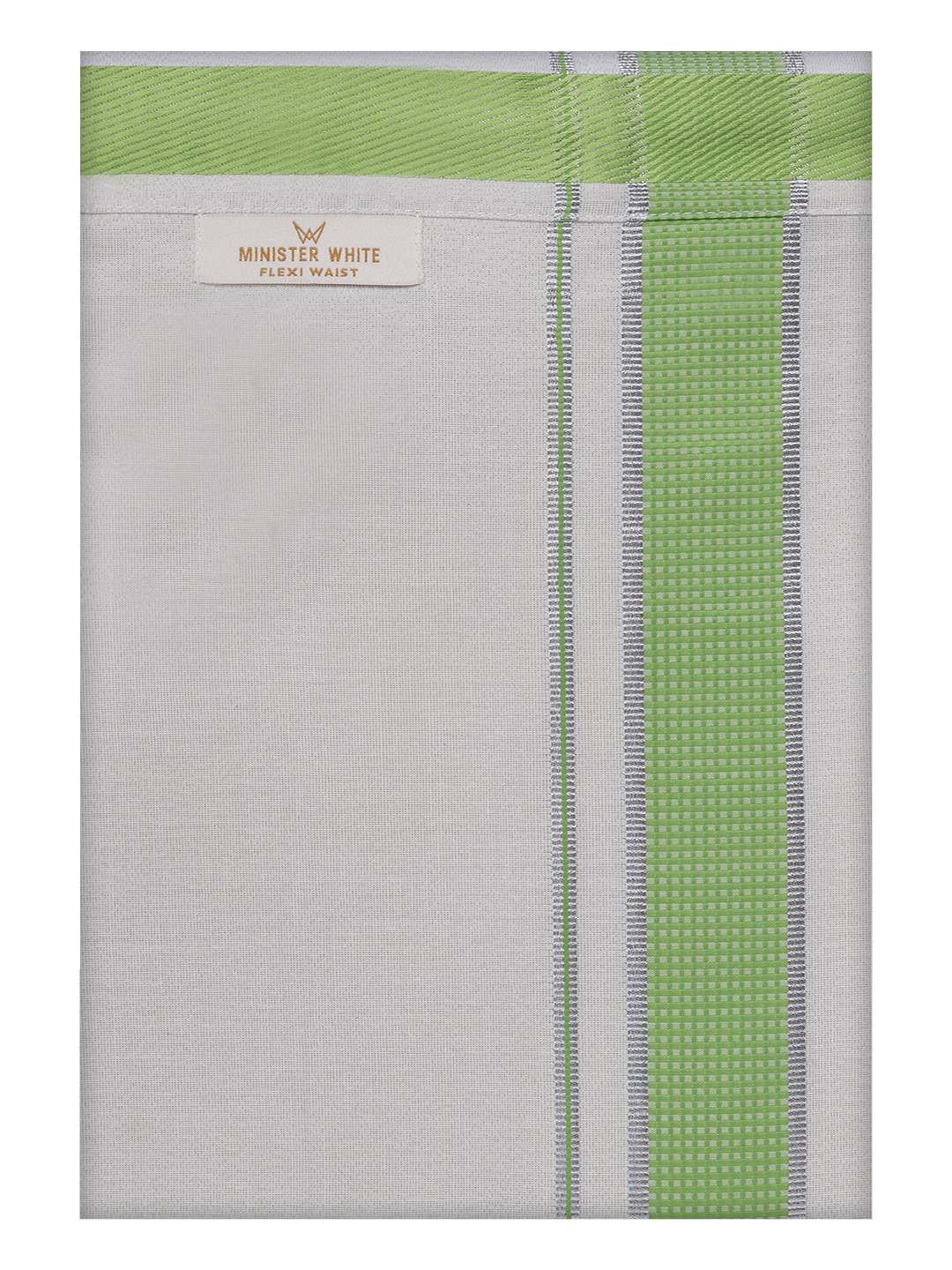 Men's Cotton Light Green Tissue Matching Border Flexi Dhoti Wedding Kandala