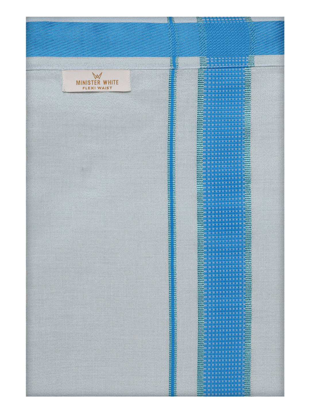 Men's Cotton Blue Matching Border Flexi Dhoti Wedding Kandala