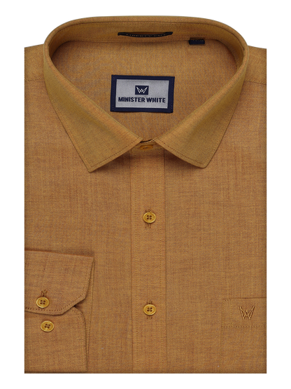 Mens Cotton Mustard Color Shirt by Minister White