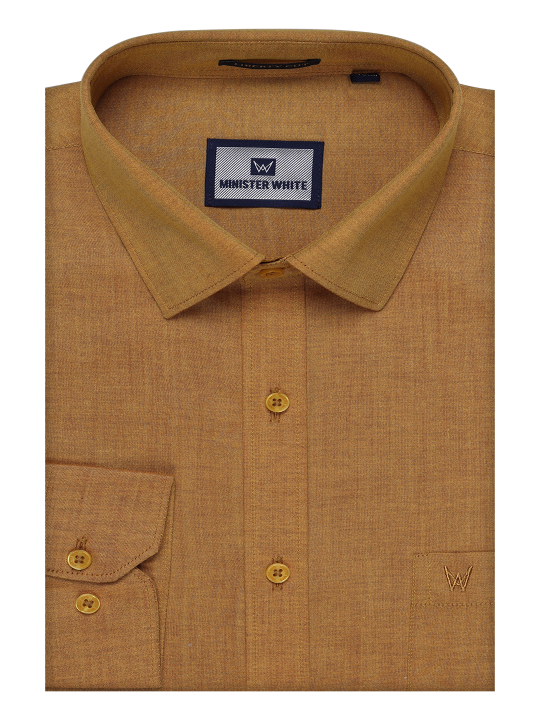 Mens Cotton Mustard Color Shirt by Minister White