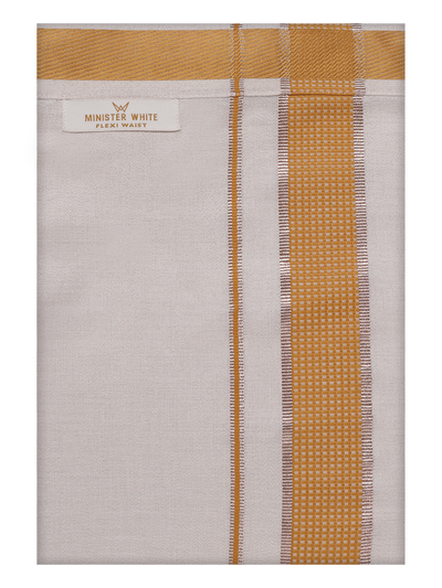 Men's Mustard Tissue Matching Border Flexi Dhoti Wedding Kandala