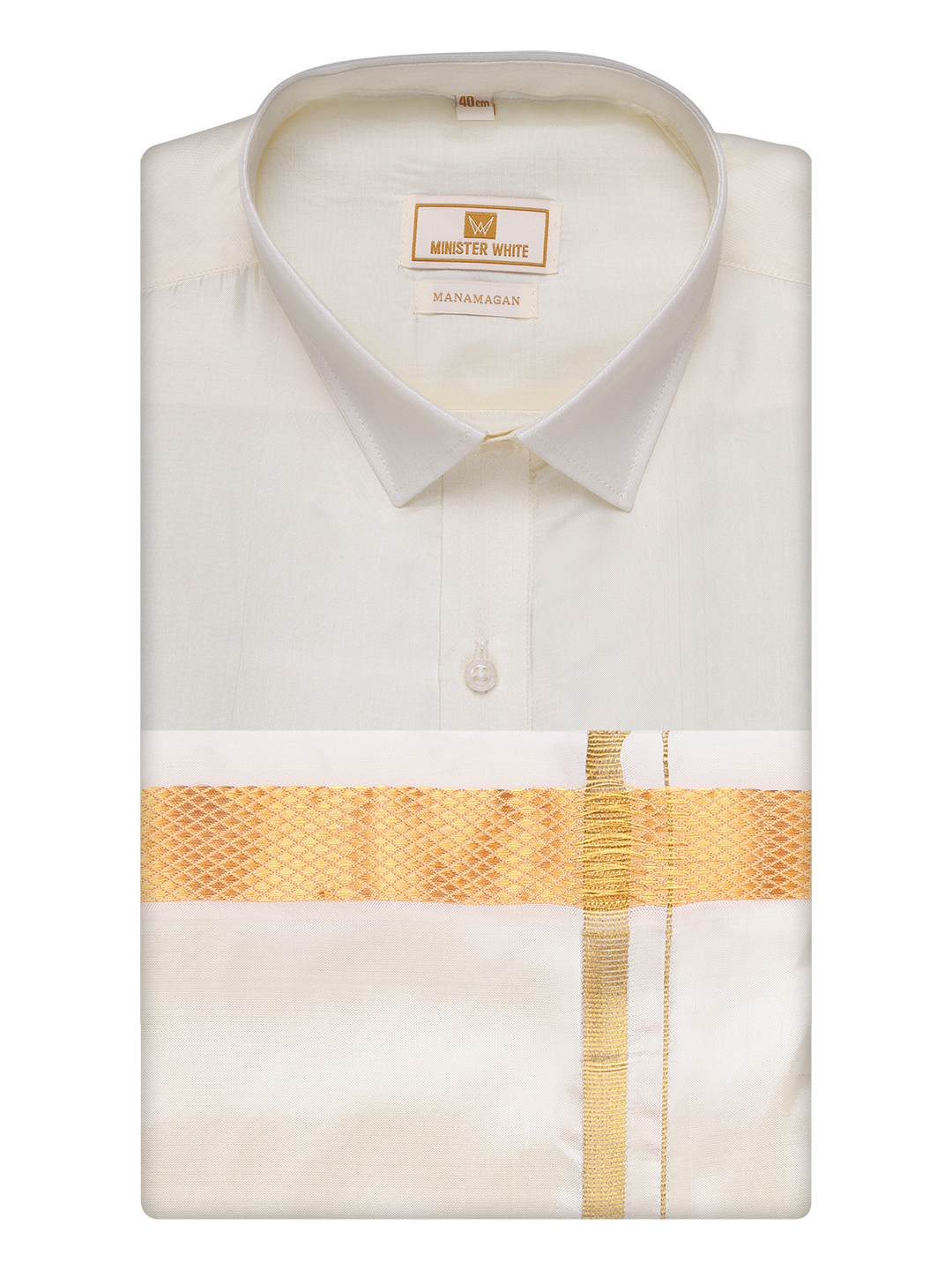 Men's Silk Mix Wedding Cream Shirt and Dhoti