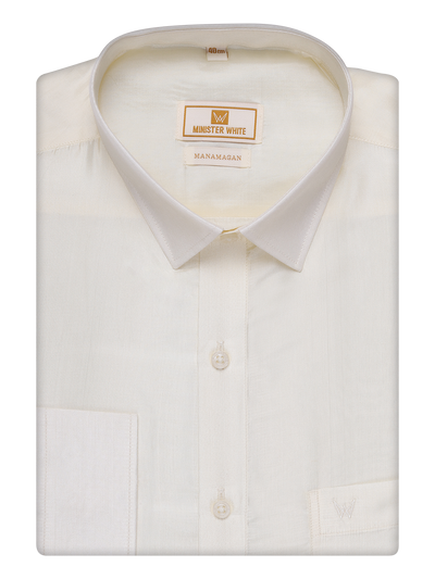 Men's Silk Mix Wedding Cream Shirt