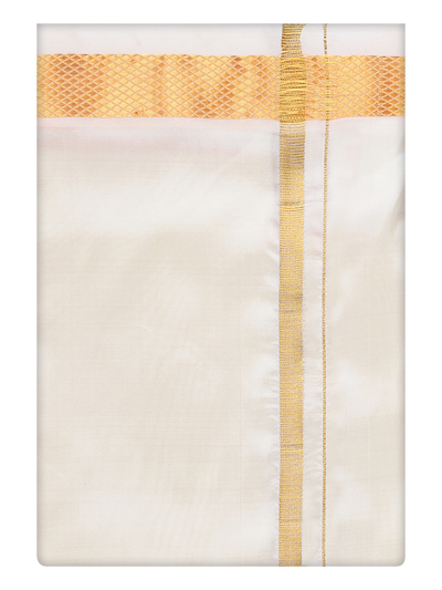 Men's Silk Mix Wedding Cream Dhoti