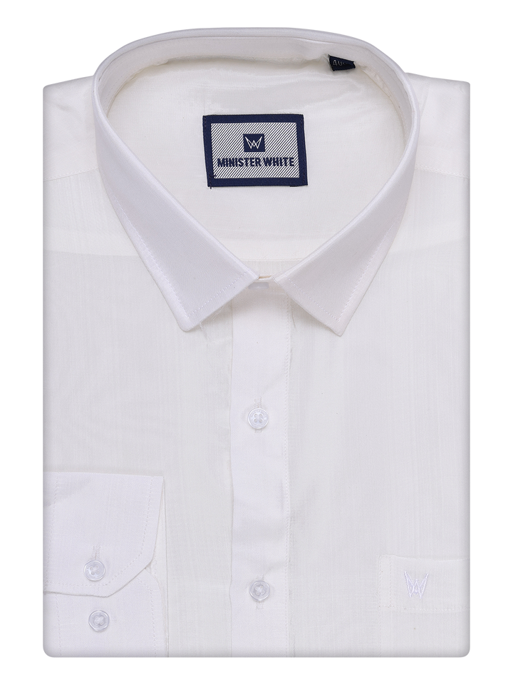Men's Art Silk Half White Full Sleeves Shirt Finesse 