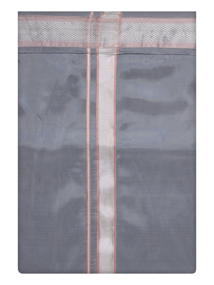 Men's Art Silk Silver Jari Border Dhoti Finesse 