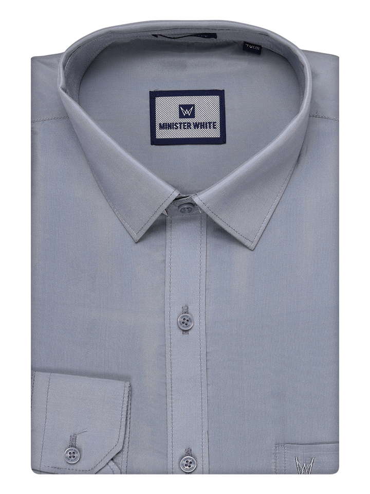 Men's Art Silk Steel Grey Full Sleeves Shirt Finesse 