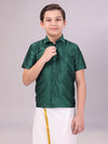 Boys Dark Green Colour Half Sleeves Shirt Intense Boy