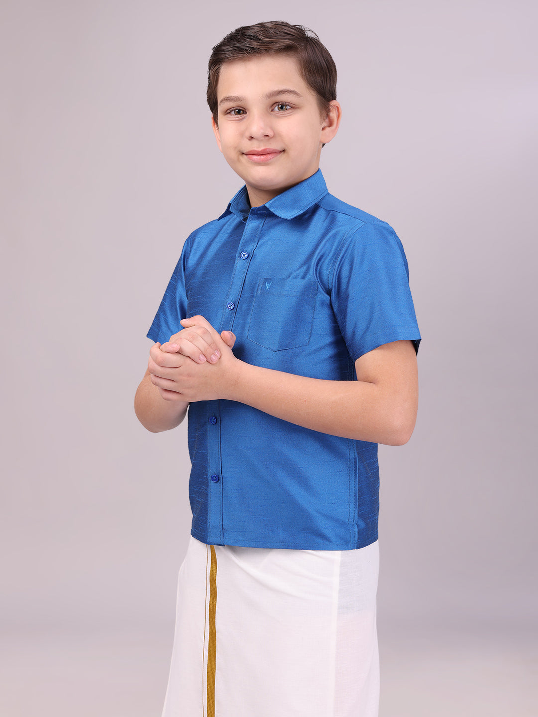 Boys Blue Colour Half Sleeves Shirt