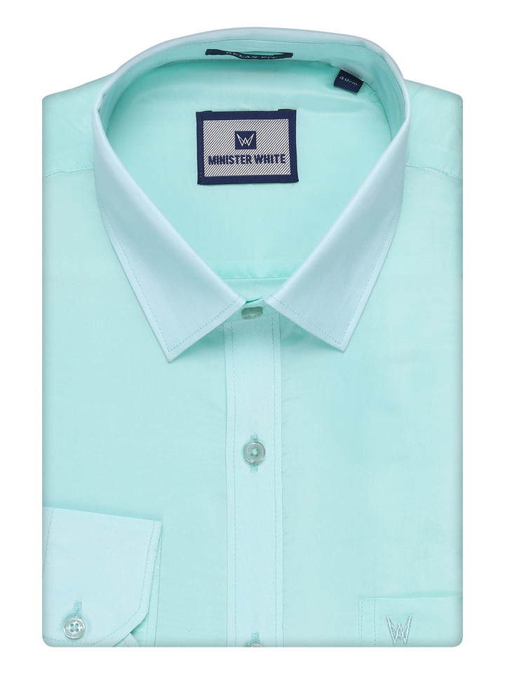 Mens Art Silk Mint Leaf Full Sleeves Shirt by Minister White