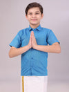 Boys Cotton Blue Colour Half Sleeves Shirt Friendly Boy