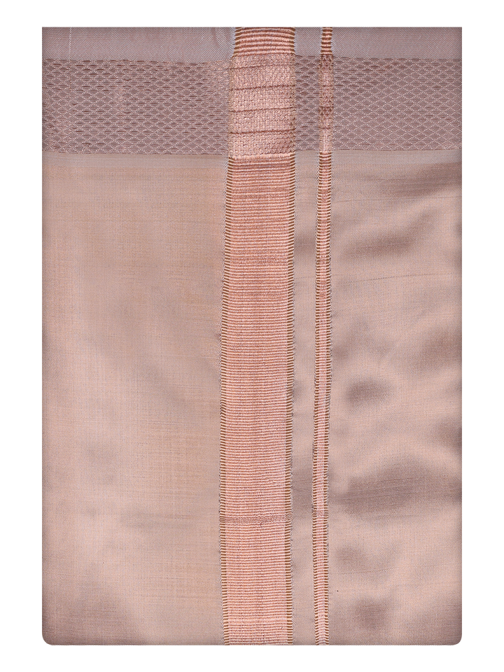 Mens Art Silk Light Copper Dhoti with Jari Border By Minister White