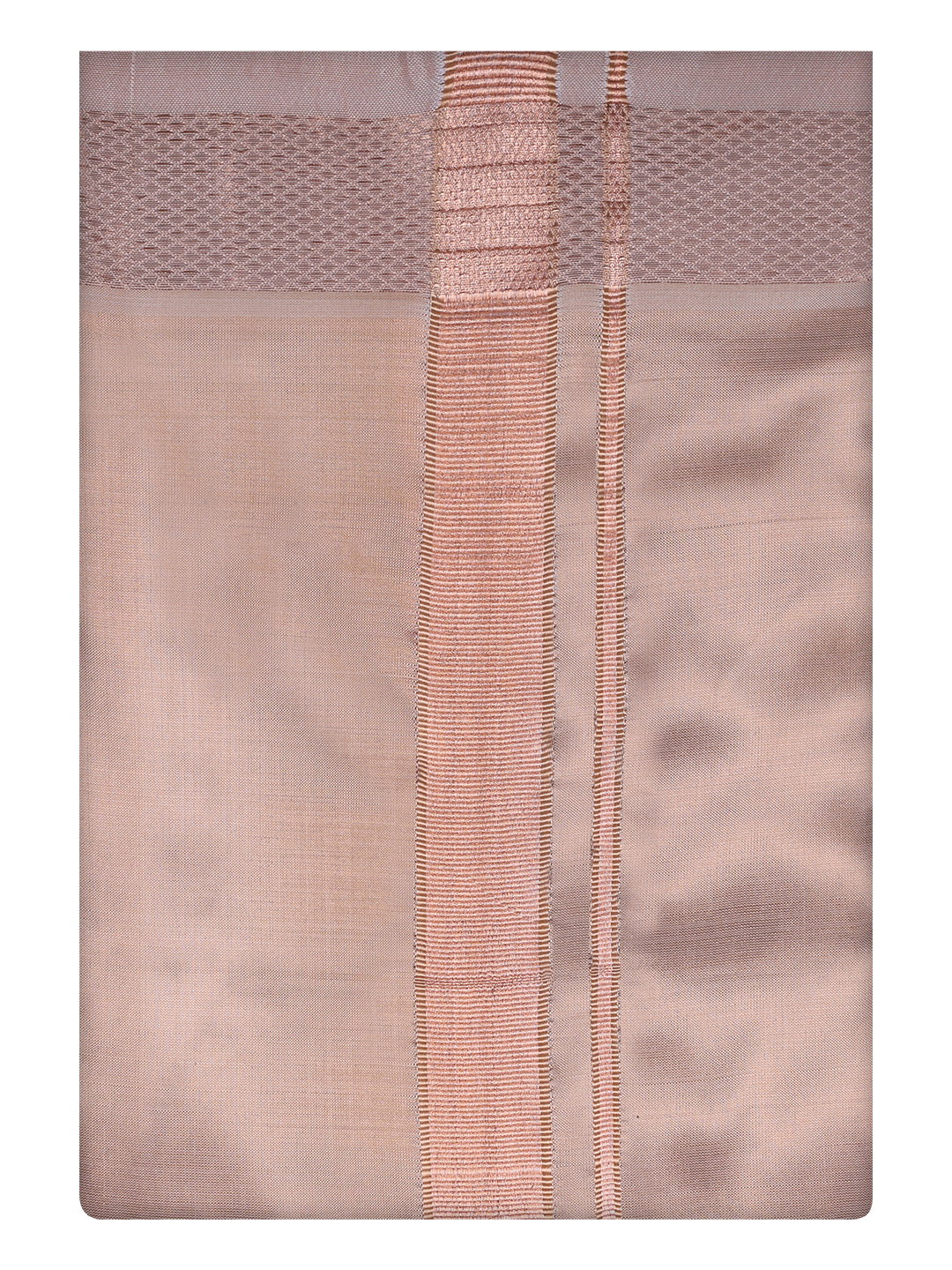 Mens Art Silk Light Copper Dhoti with Jari Border By Minister White