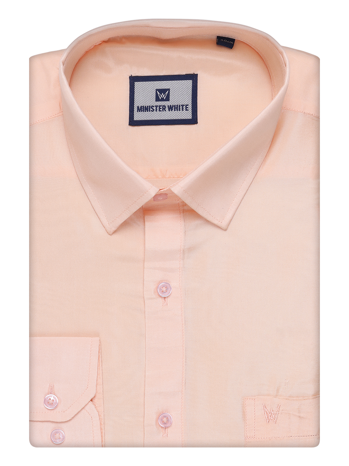 Men's Art Silk Light Peach Full Sleeves Shirt Finesse 