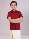 Boys Cotton Maroon Colour Half Sleeves Shirt Friendly Boy