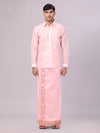 Mens Art Silk Pink Full Sleeves Shirt with 3