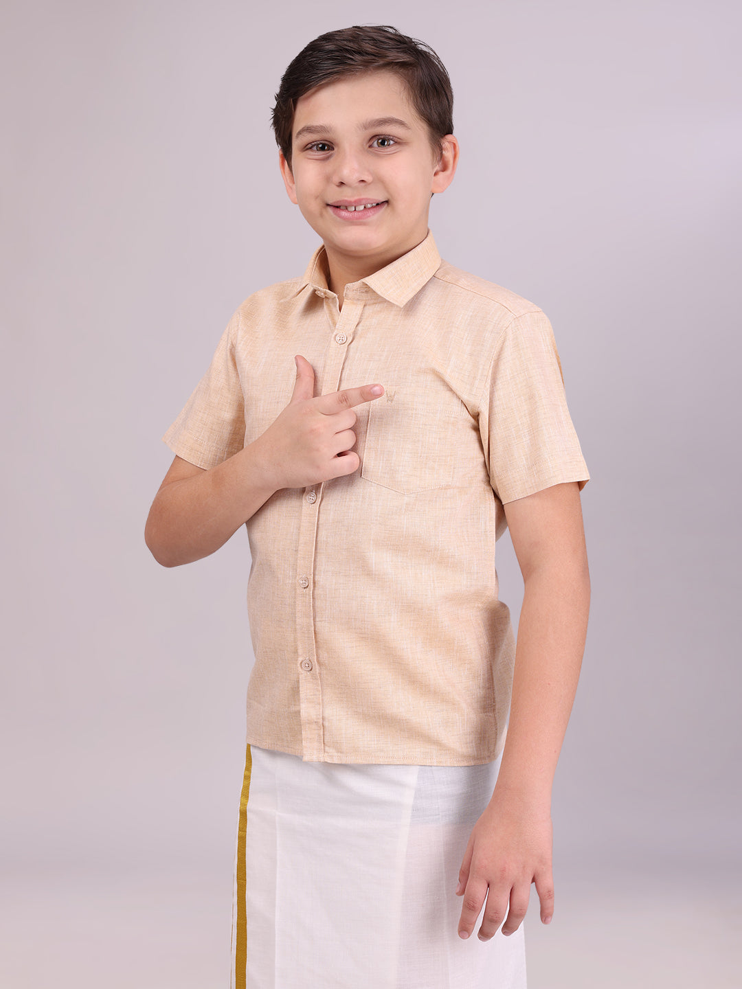 Boys Cotton Sandal Colour Half Sleeves Shirt side pose