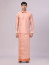 Mens Art Silk Dark Copper  Full Sleeves Shirt with 3