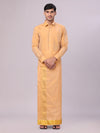 Mens Art Silk Dark Gold Full Sleeves Shirt with 3