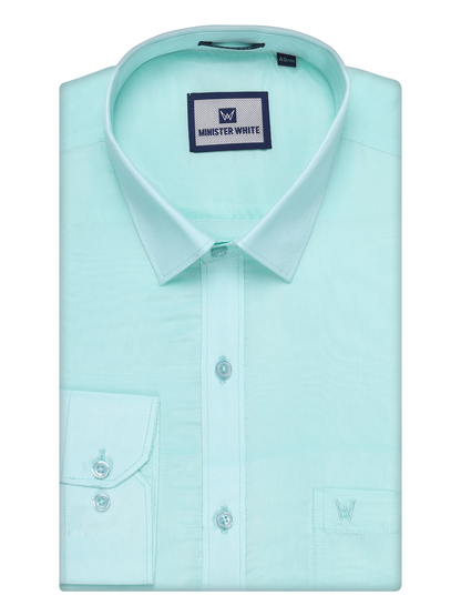 Mens Art Silk Mint Gold Color Full Sleeves Shirt by Minister White