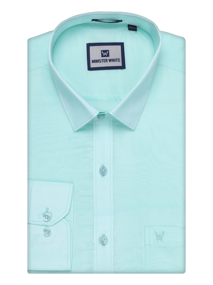 Mens Art Silk Mint Gold Color Full Sleeves Shirt by Minister White