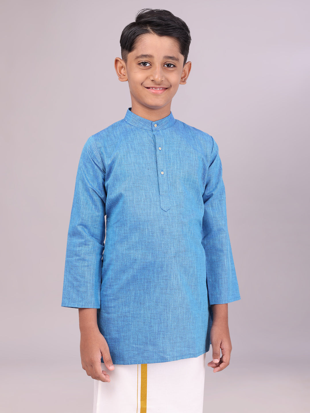 Boys Cotton Blue Full Sleeves Kurta 