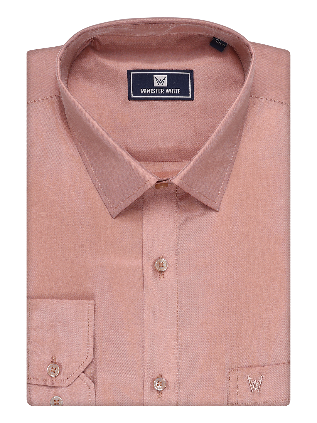 Mens Art Silk Dark Copper Color Full Sleeves Shirt by Minister White