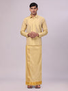Mens Art Silk Mango Gold Full Sleeves Shirt with 3 1/2