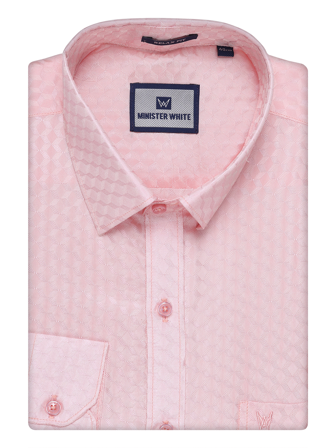 Mens Art Silk Pink Full Sleeves Shirt by Minister White