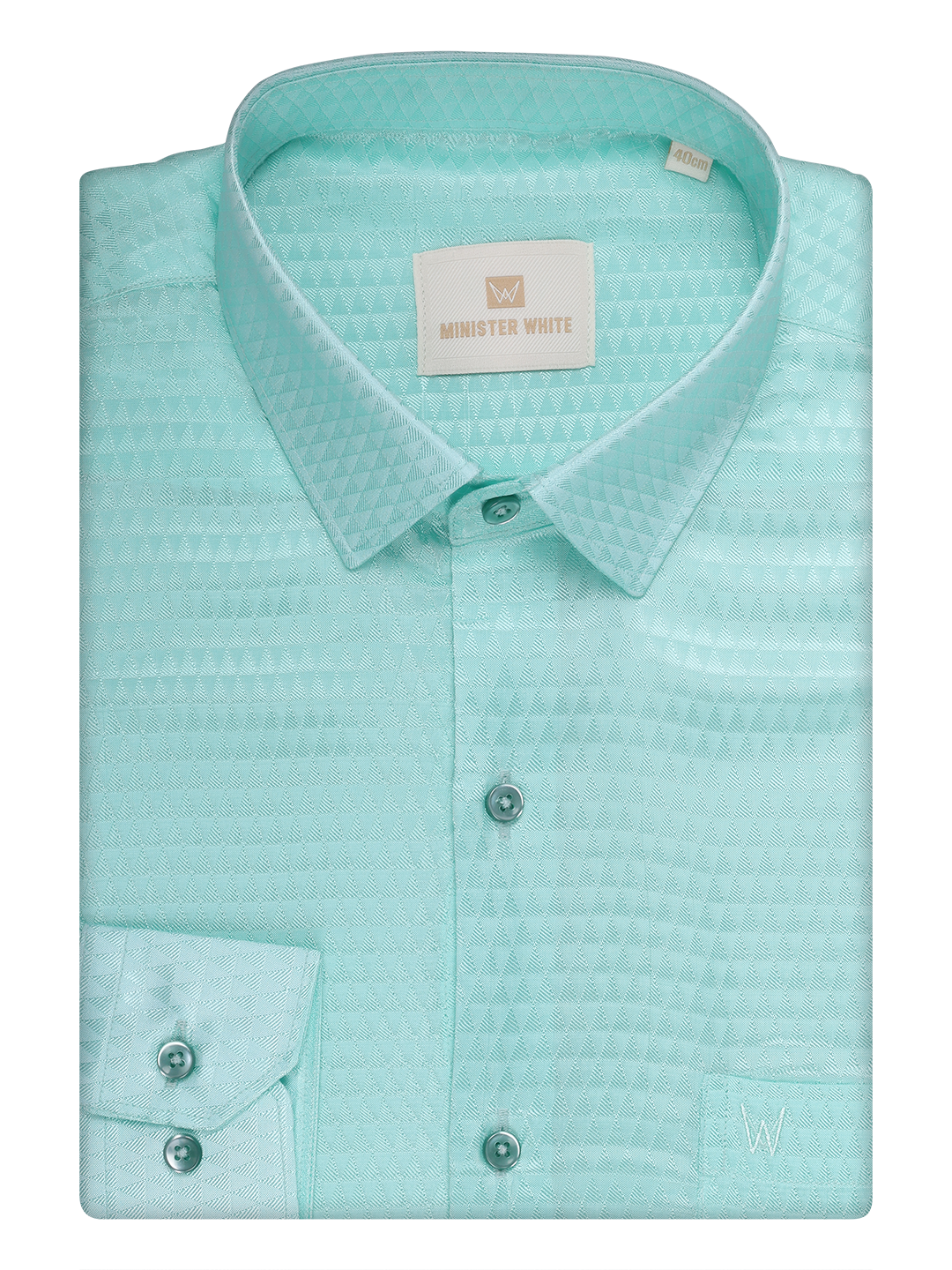 Mens Art Silk Mint Full Sleeves Shirt by Minister White