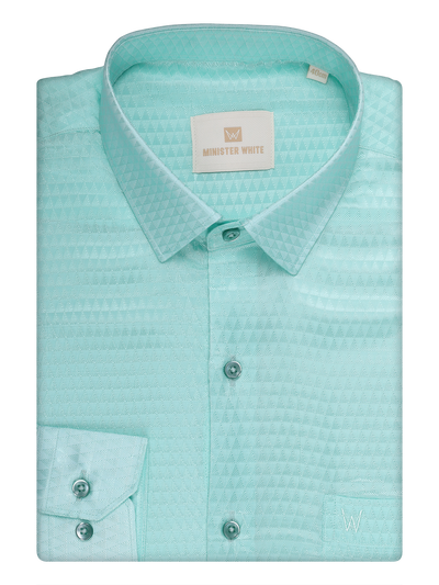 Mens Art Silk Mint Full Sleeves Shirt by Minister White