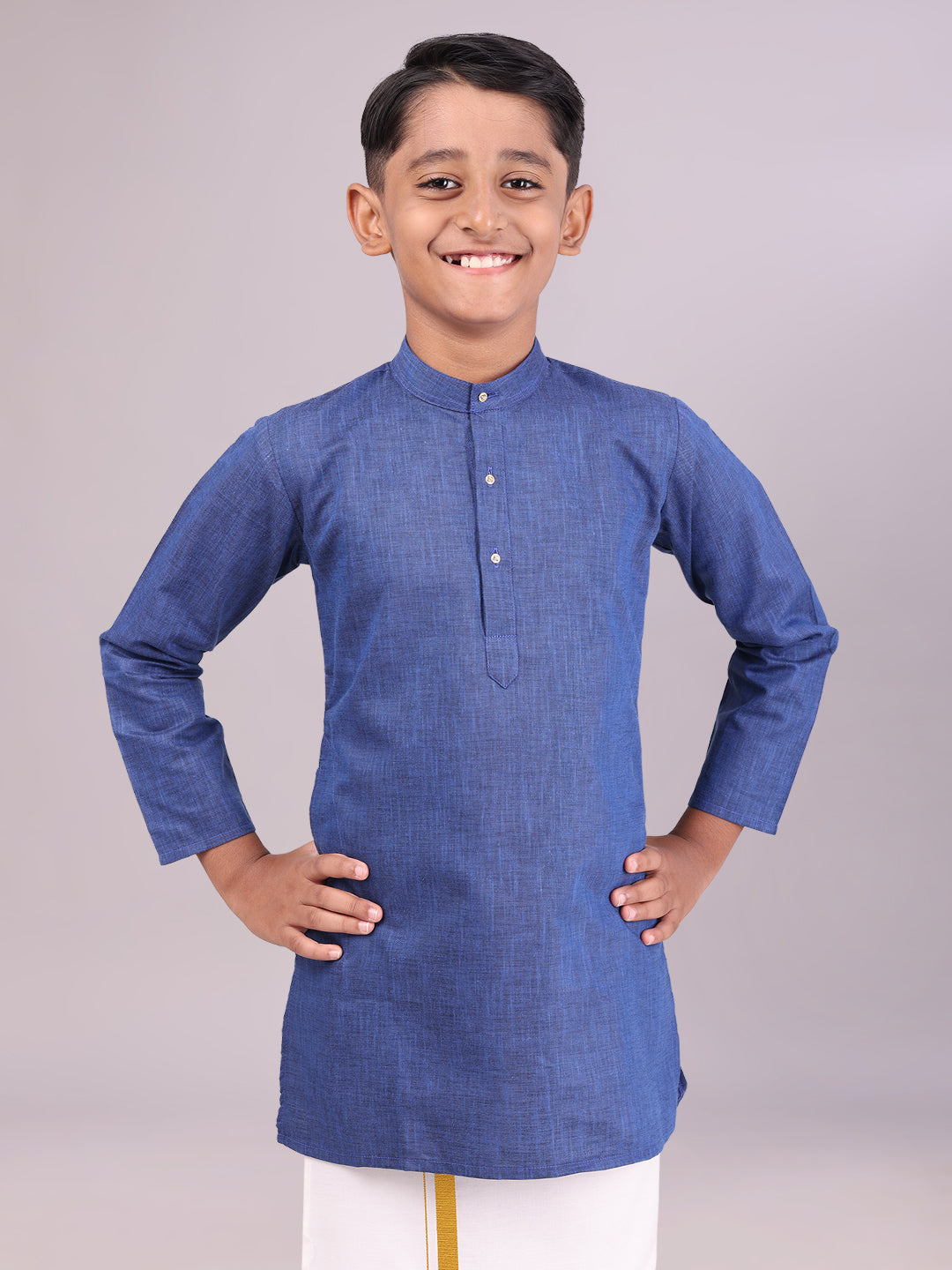 Boys Cotton Inic Blue Full Sleeves Kurta 