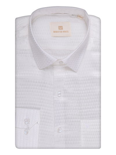 Mens Art Silk Half White Full Sleeves Shirt by Minister White