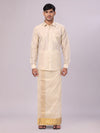 Mens Art Silk Fawn Gold Full Sleeves Shirt with 4