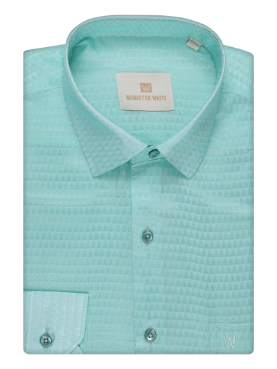 Mens Art Silk Mint Full Sleeves Shirt by Minister White