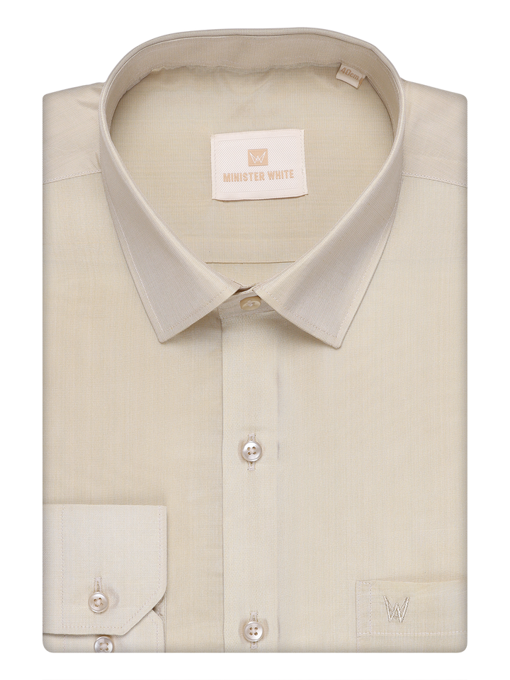 Mens Art Silk Fawn Gold Full Sleeves Shirt by Minister White