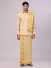 Men's Art Silk Jacquard Mango Full Sleeves Shirt with 2 1/2