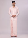 Men's Art Silk Light Copper Jacquard Full Sleeves Shirt with 2 1/2