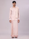 Men's Art Silk Light Copper Jacquard Full Sleeves Shirt with 2 1/2